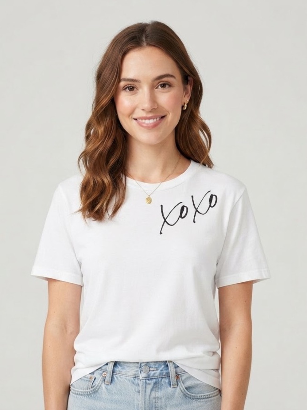 XOXO Script Crewneck Tee - White